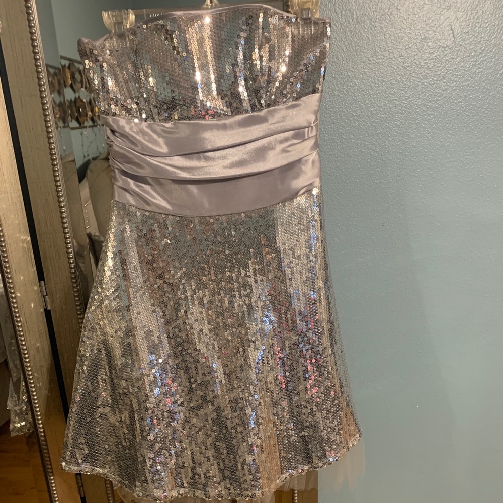 Silver Sequined Cocktail Dress